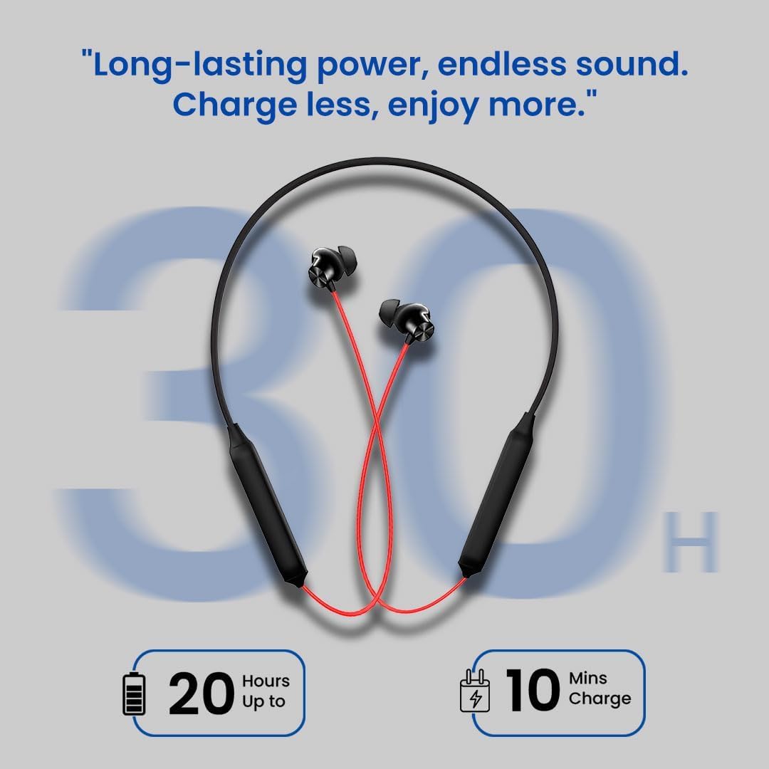 OnePlus Compatible JO25 Wireless Bluetooth Neckband Earphones – Clear Calling, Boom Bass, Long Battery for Nord 2T, CE, 11RT, 9RT