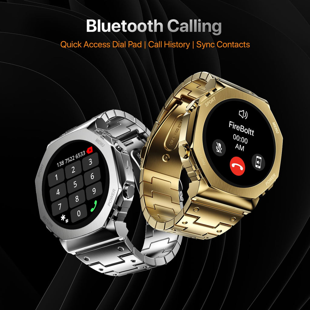 Boltt Obsidian 33.5mm (1.32 inch) AMOLED Display, Stainless Steel Design, 466 * 466 px Resolution, Bluetooth Calling, Multiple Sports Modes, Health Mode, IP67, Weather Updates