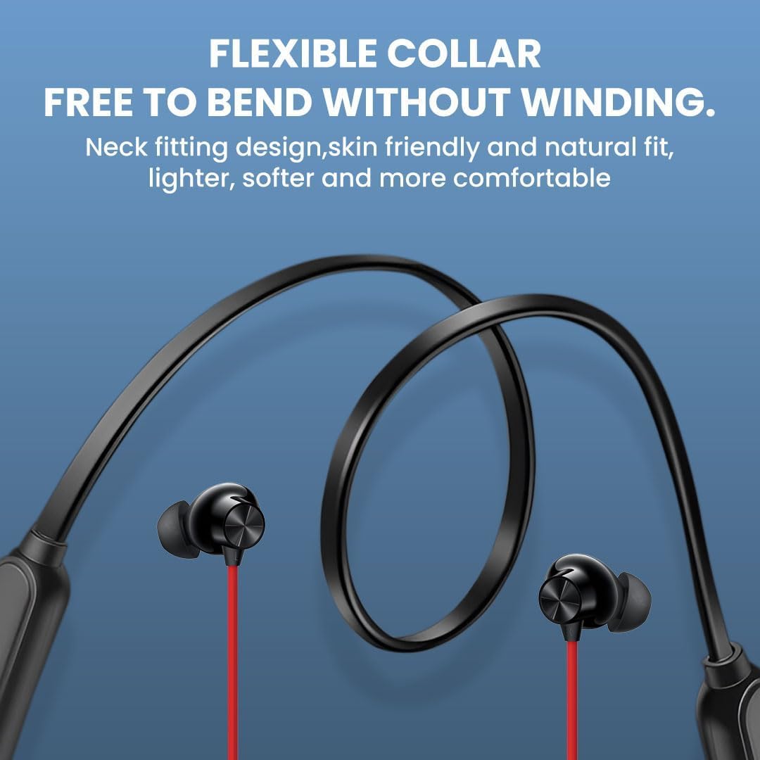 OnePlus Compatible JO25 Wireless Bluetooth Neckband Earphones – Clear Calling, Boom Bass, Long Battery for Nord 2T, CE, 11RT, 9RT