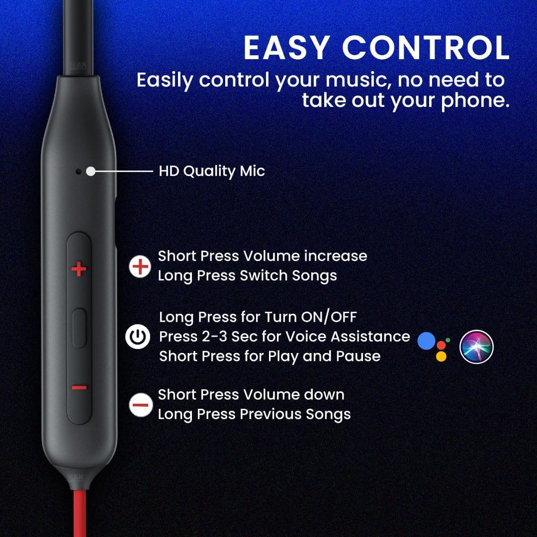 OnePlus Compatible JO25 Wireless Bluetooth Neckband Earphones – Clear Calling, Boom Bass, Long Battery for Nord 2T, CE, 11RT, 9RT