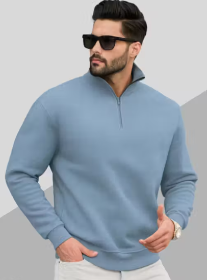 Men's Stylish Half-Zip High Neck Sweatshirt