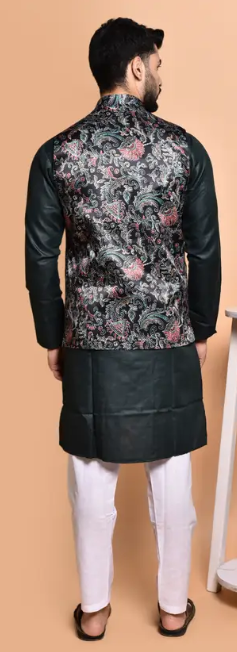 Trendy Men Pure Cotton Kurta Pyjama Ethnic Jacket Set