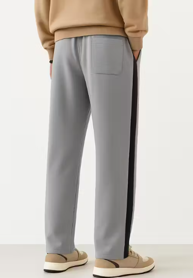 Men’s Cream Side-Striped Track Pants | Relaxed Fit Joggers | Trendy Streetwear Bottoms