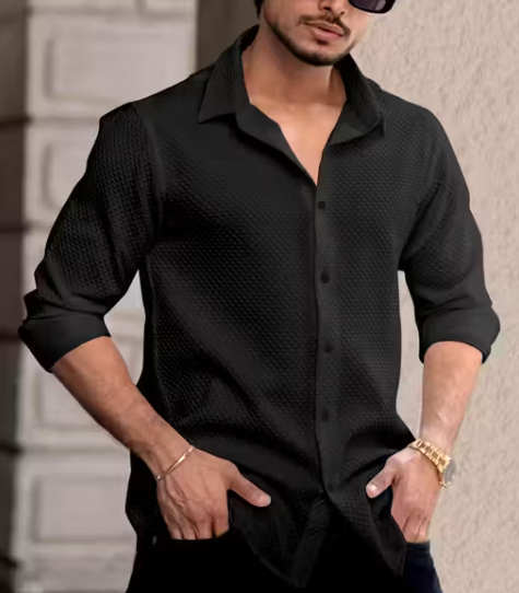 Solixon Western Wear Men’s Waffle Cotton Casual Shirt Full Sleeve