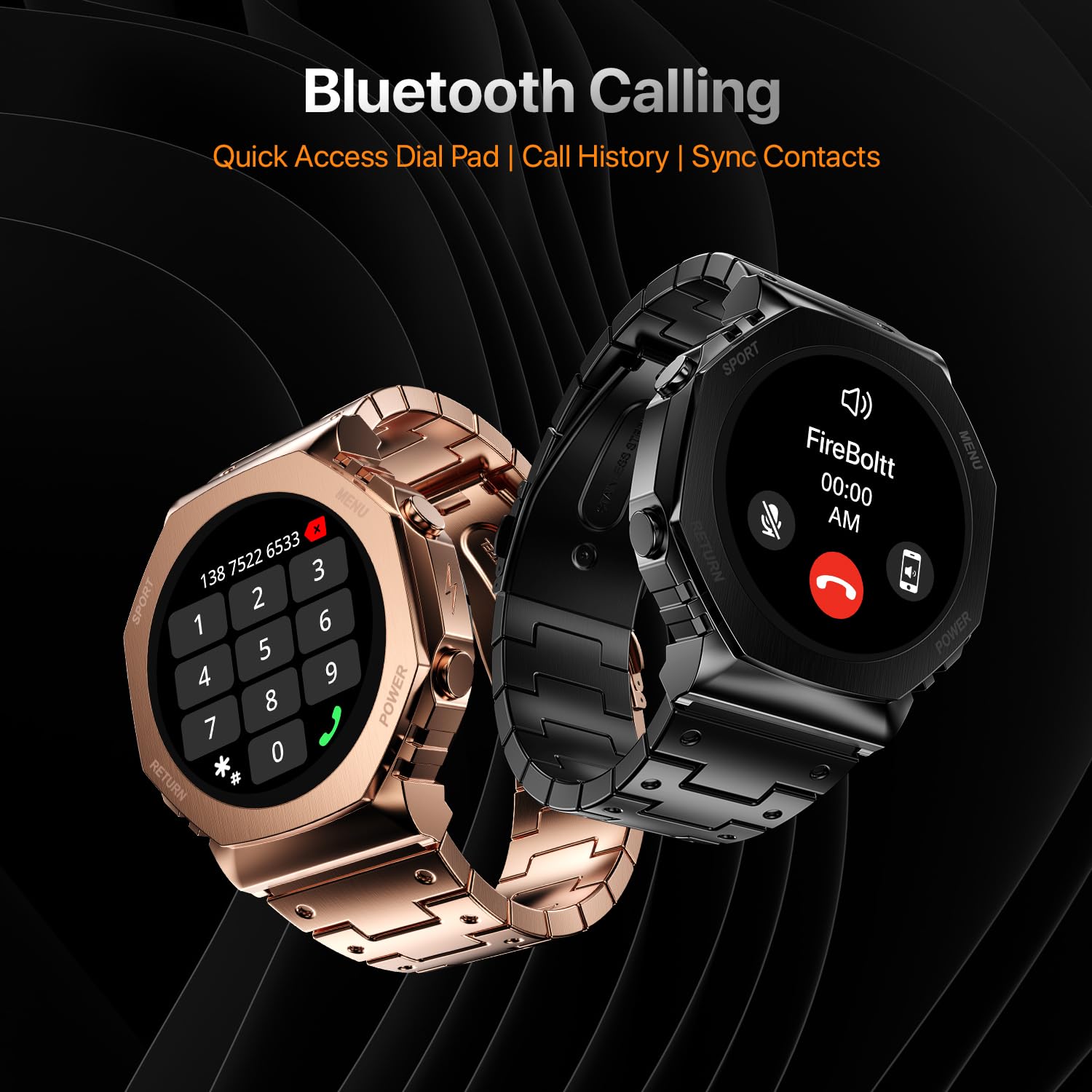 Boltt Obsidian 33.5mm (1.32 inch) AMOLED Display, Stainless Steel Design, 466 * 466 px Resolution, Bluetooth Calling, Multiple Sports Modes, Health Mode, IP67, Weather Updates