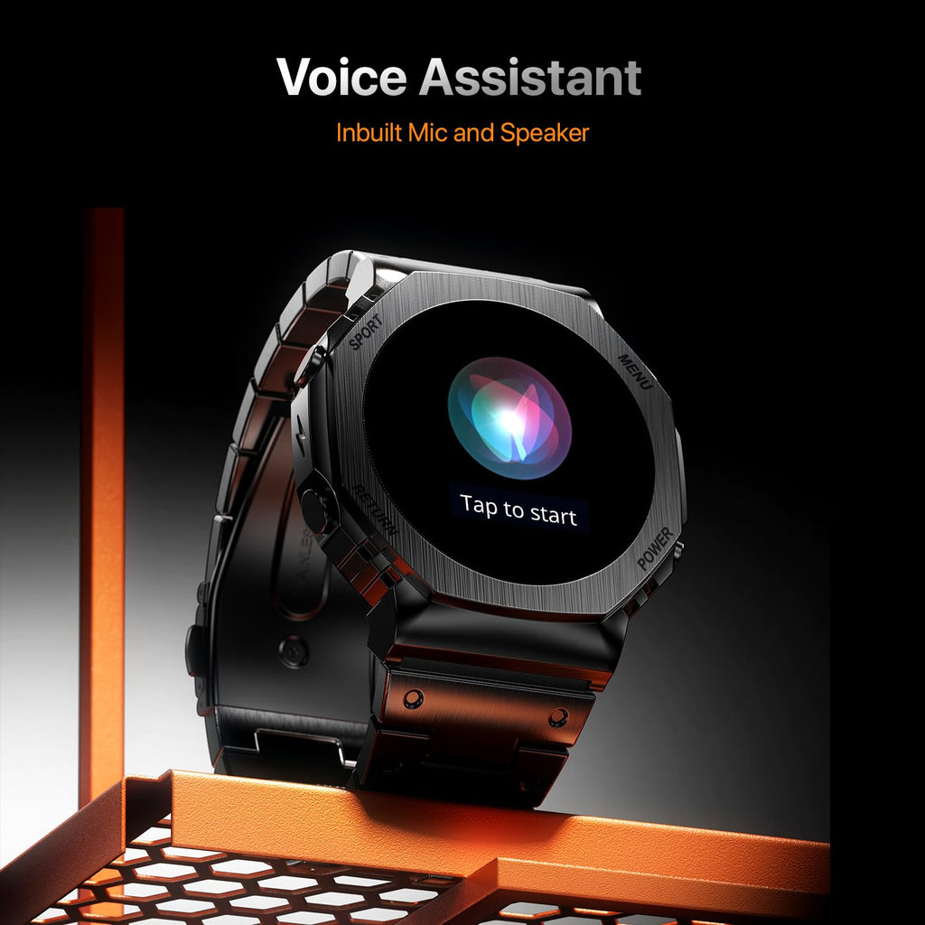 Boltt Obsidian 33.5mm (1.32 inch) AMOLED Display, Stainless Steel Design, 466 * 466 px Resolution, Bluetooth Calling, Multiple Sports Modes, Health Mode, IP67, Weather Updates