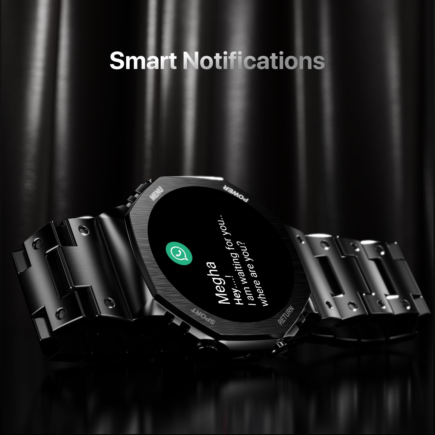 Boltt Obsidian 33.5mm (1.32 inch) AMOLED Display, Stainless Steel Design, 466 * 466 px Resolution, Bluetooth Calling, Multiple Sports Modes, Health Mode, IP67, Weather Updates