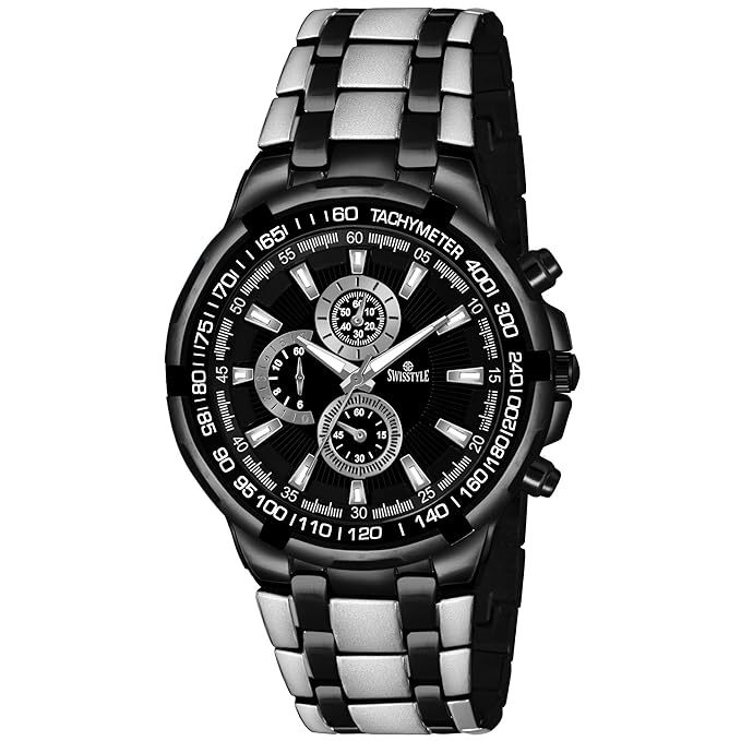 SWISSTYLE Men's Quartz Watches, Stainless Steel and Rose Gold-Plated, Water Resistant, Made in India