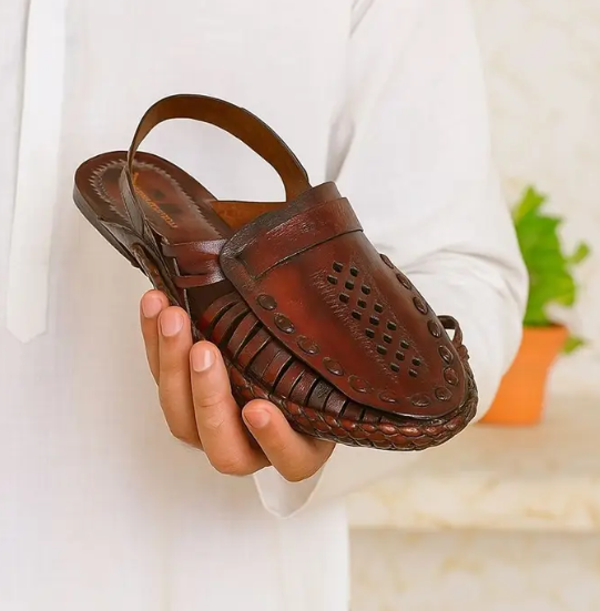 Kolhapuri Brown Sandales Checkered