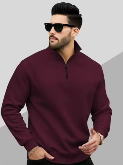 Men's Stylish Half-Zip High Neck Sweatshirt