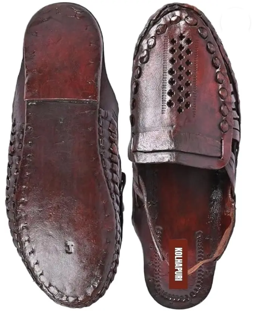 Kolhapuri Brown Sandales Checkered