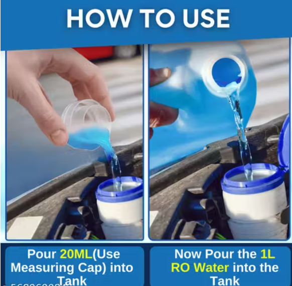 Groommm Windshield Washer Fluid For Car 250ML- (20ML in 1L Water) | Highly Concentrated Car Glass Cleaner Liquid For Streak & Stain-Free Windshield | Car Wiper Liquid For Crystal Clear Windshield