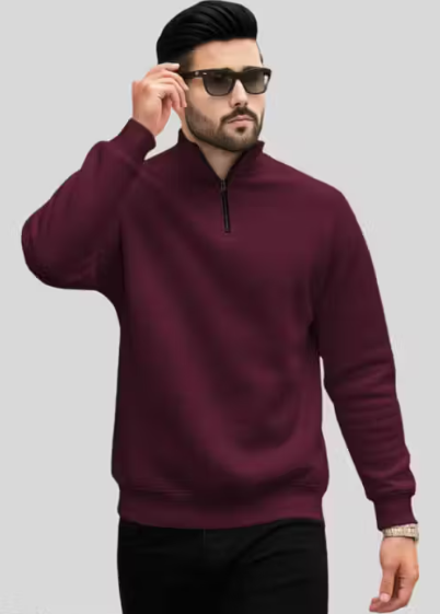 Men's Stylish Half-Zip High Neck Sweatshirt