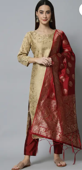 Women Cotton Silk Kurta Pant Set