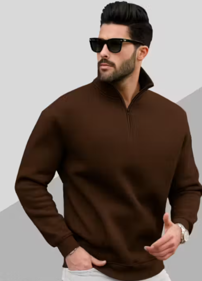 Men's Stylish Half-Zip High Neck Sweatshirt
