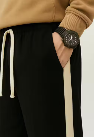 Men’s Cream Side-Striped Track Pants | Relaxed Fit Joggers | Trendy Streetwear Bottoms