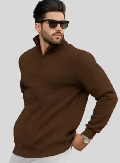 Men's Stylish Half-Zip High Neck Sweatshirt