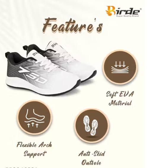 BIRDE Latest Fashion Memory Foam Sports Walking, Gym & Running Shoes For Men