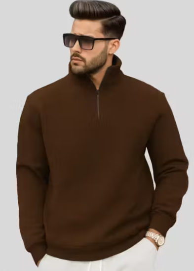 Men's Stylish Half-Zip High Neck Sweatshirt