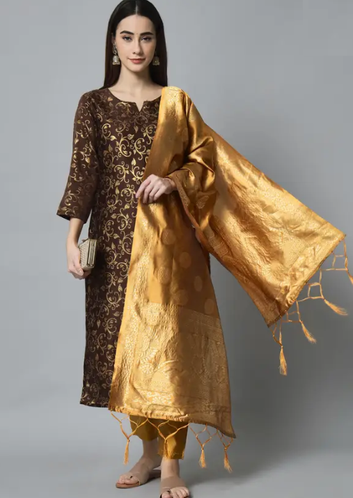 Women Cotton Silk Kurta Pant Set