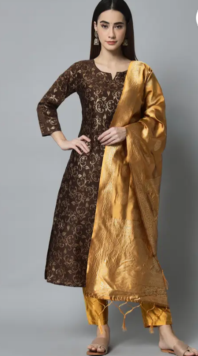 Women Cotton Silk Kurta Pant Set