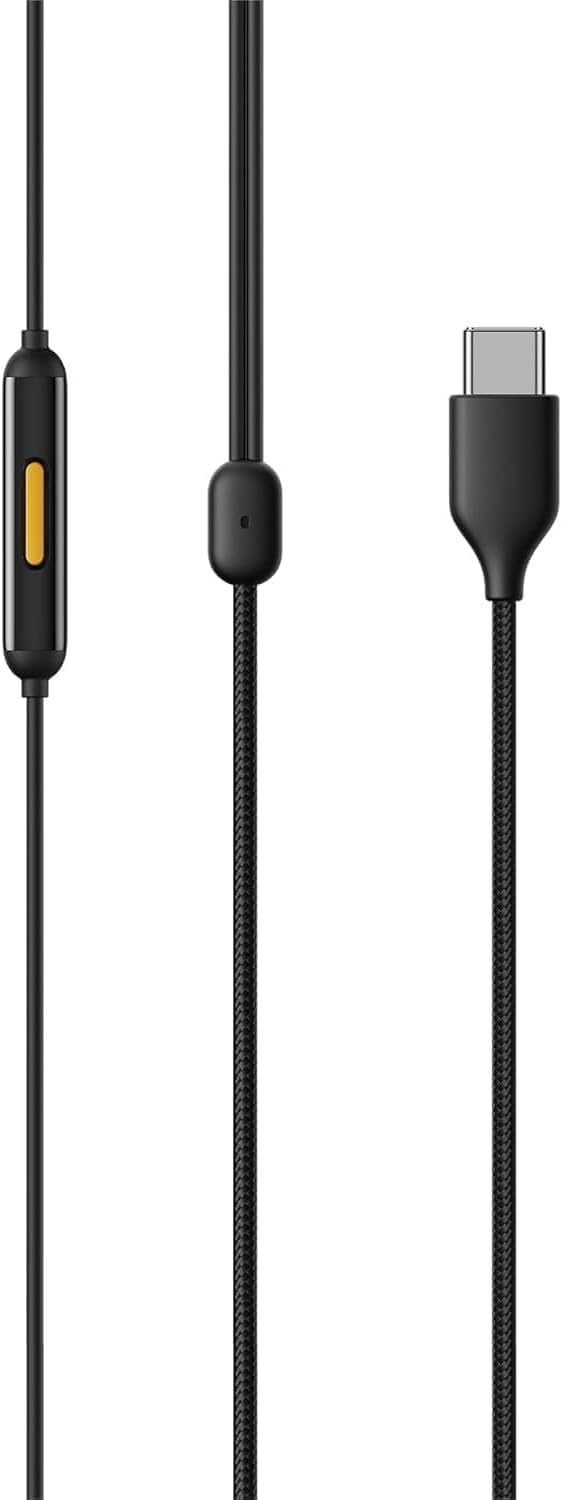 Original Type-C Buds 3 Earbuds Compatible with Realme Smartphones Moto Edge 50 Fusion, Samsung S23 FE, Vivo V30e, OnePlus CE Nord 4, iQOO Neo 7, Motorola Phones, Wired in-Ear Earbdud (Black)