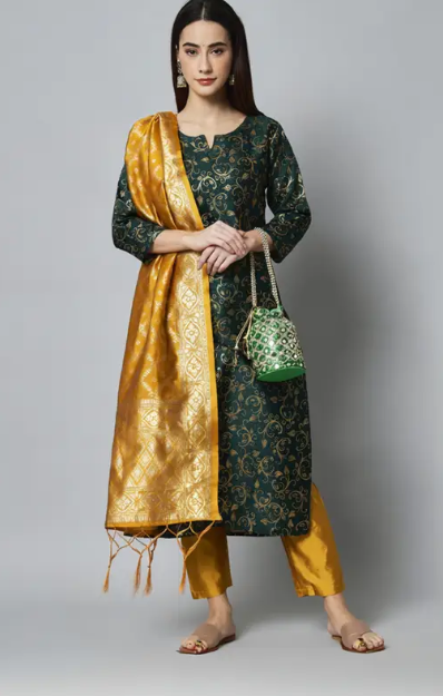 Women Cotton Silk Kurta Pant Set