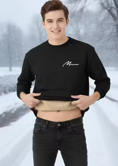 Fur Round Neck Sweatshirt for Men
