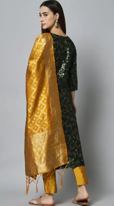 Women Cotton Silk Kurta Pant Set