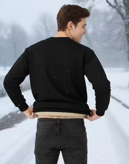 Fur Round Neck Sweatshirt for Men