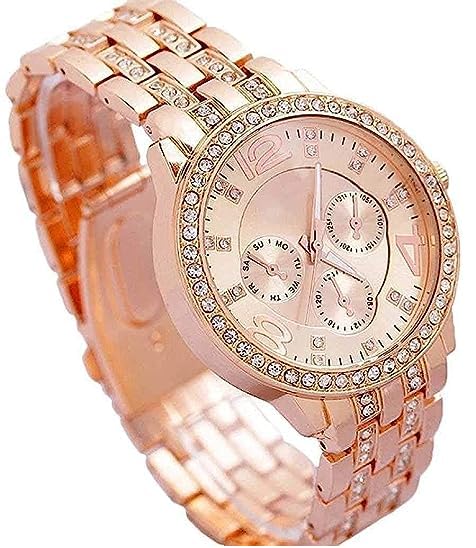 SELLORIA Brand A Analouge Gold Dial Gold Plated Watch Water Resistant Heart Color Changing for Bags & Purses for Girls& Women Key Chain Key Chain for Womens Ladies Girls Watch