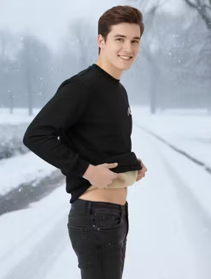 Fur Round Neck Sweatshirt for Men