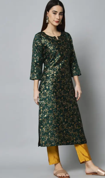 Women Cotton Silk Kurta Pant Set