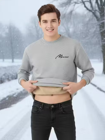 Fur Round Neck Sweatshirt for Men