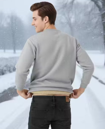 Fur Round Neck Sweatshirt for Men