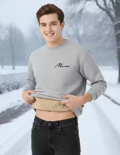 Fur Round Neck Sweatshirt for Men