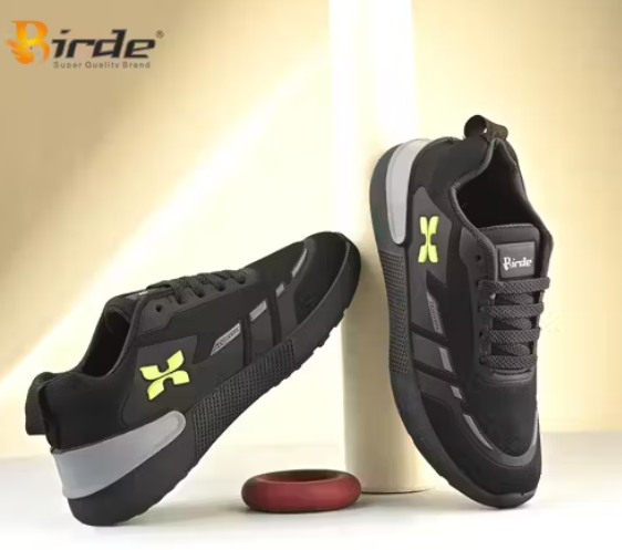 BIRDE Black Memory Foam Lightweight Sports Gym, Walking Shoes For Men