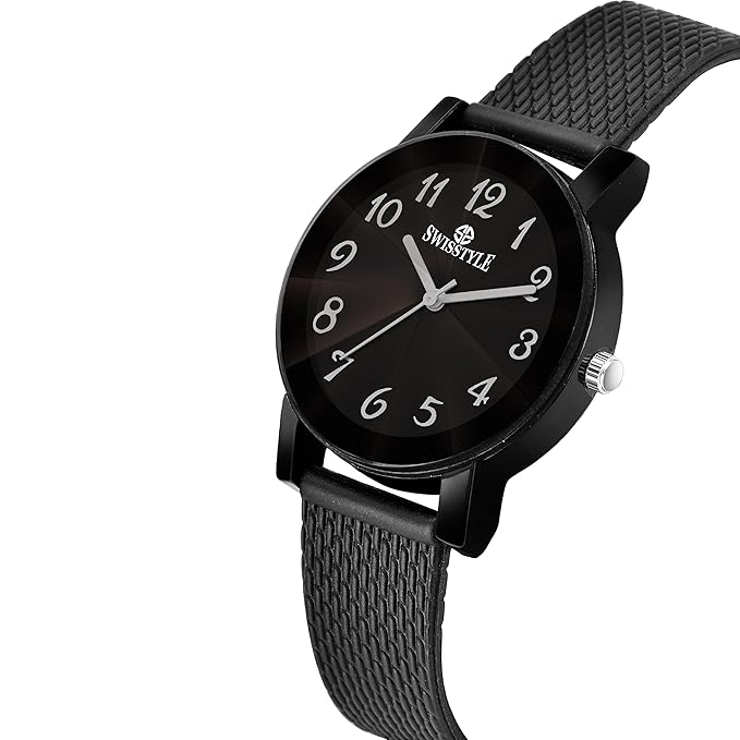 SWISSTYLE Plastic Women Charming Ladies Analog Watch-Ss-Lr102-Blk-Blk,Dial-Black, Band-Black