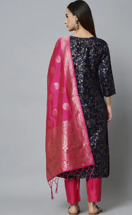 Women Cotton Silk Kurta Pant Set