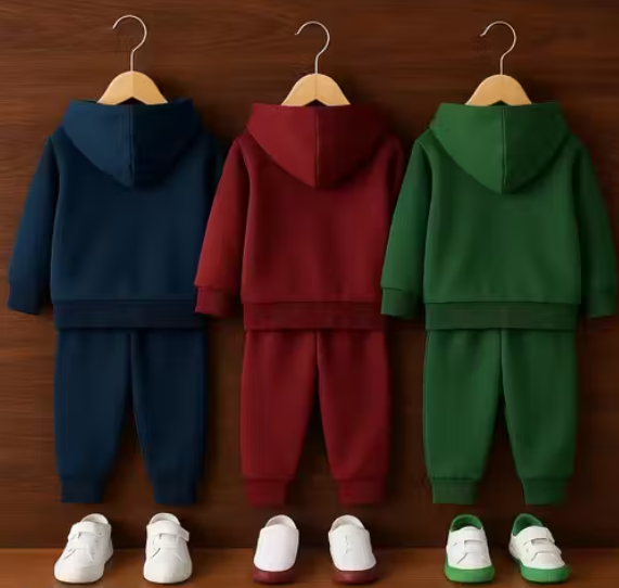 Trendy Full Sleeve Kids Hoodie & Jogger Set Combo | Warm Winter Wear for Boys & Girls | Soft Cotton Tracksuit with Stylish Prints – Combo Set For Kids Pack Of 3