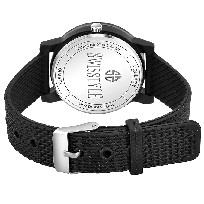 SWISSTYLE Plastic Women Charming Ladies Analog Watch-Ss-Lr102-Blk-Blk,Dial-Black, Band-Black