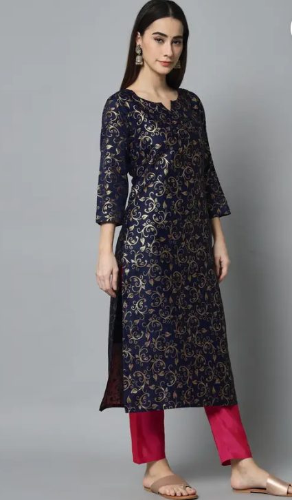 Women Cotton Silk Kurta Pant Set