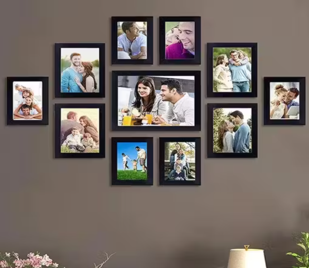 Ag Crafts Glass Wood Photo Frame Black 11 Photos Accomodated For Home And Office Decoration (4X6-6 5X7-4 8X10-1)
