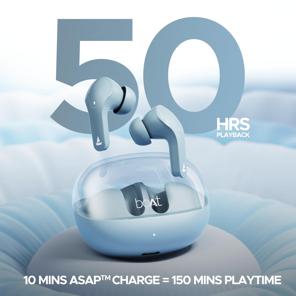 Boat Airdopes 311 Pro, 50H Battery, Fast Charge,ENx Tech, Transparent LID, Low Latency,Stream Ad Free Music via App Support, Bluetooth Earbuds, TWS Ear Buds Wireless Earphones with mic (Dark Blue)