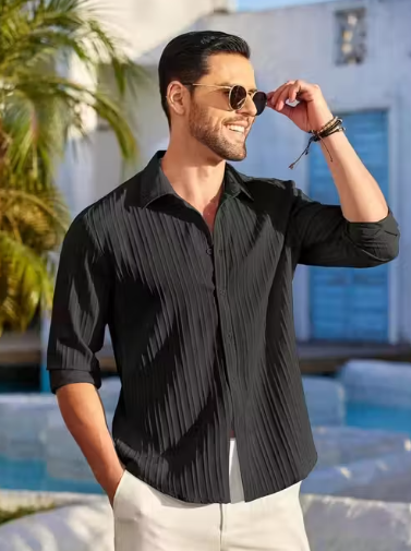 Shirt for men, Mens Textured shirt, popcorn shirt for men, popcorn shirt, Men's Regular Fit Popcorn Self Design Casual Shirt