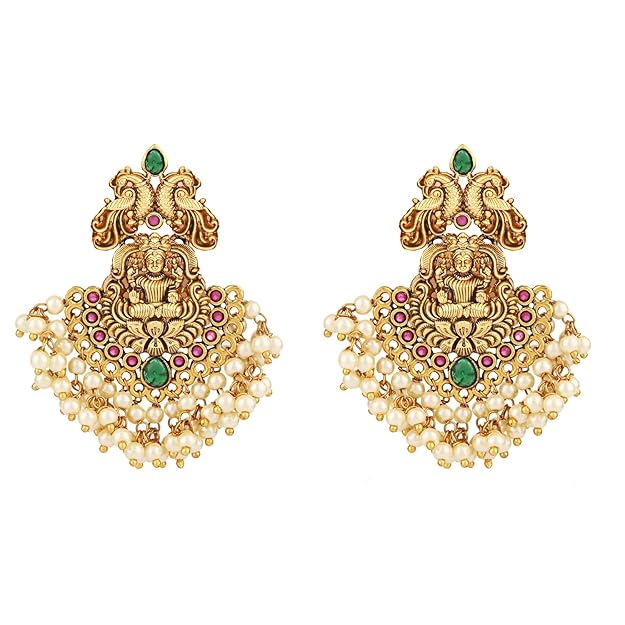 Pearl Choker Traditional Jewellery Set for Women | Temple Necklace Set | Festive Wedding Party Necklace | 22k Gold Plated | Just Like Original Gold Jewellery