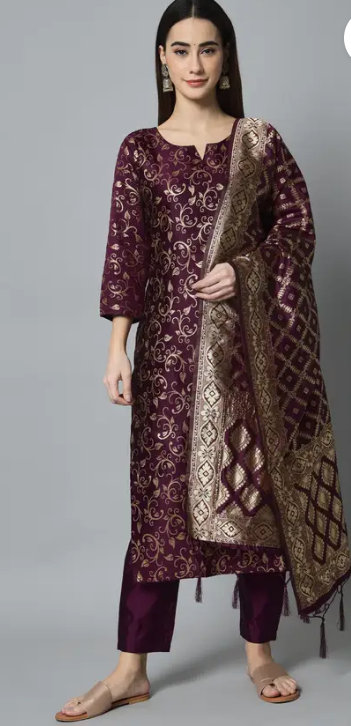 Women Cotton Silk Kurta Pant Set