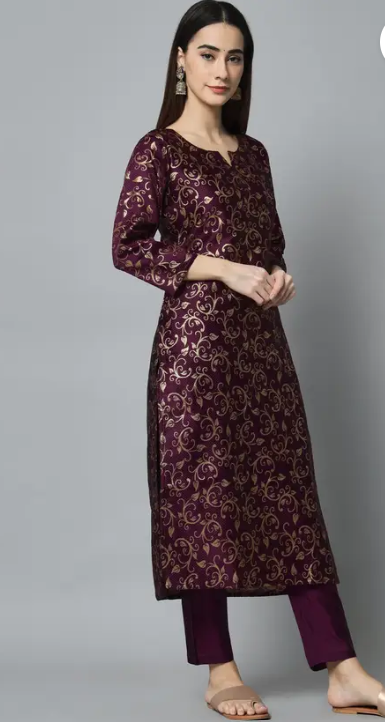 Women Cotton Silk Kurta Pant Set