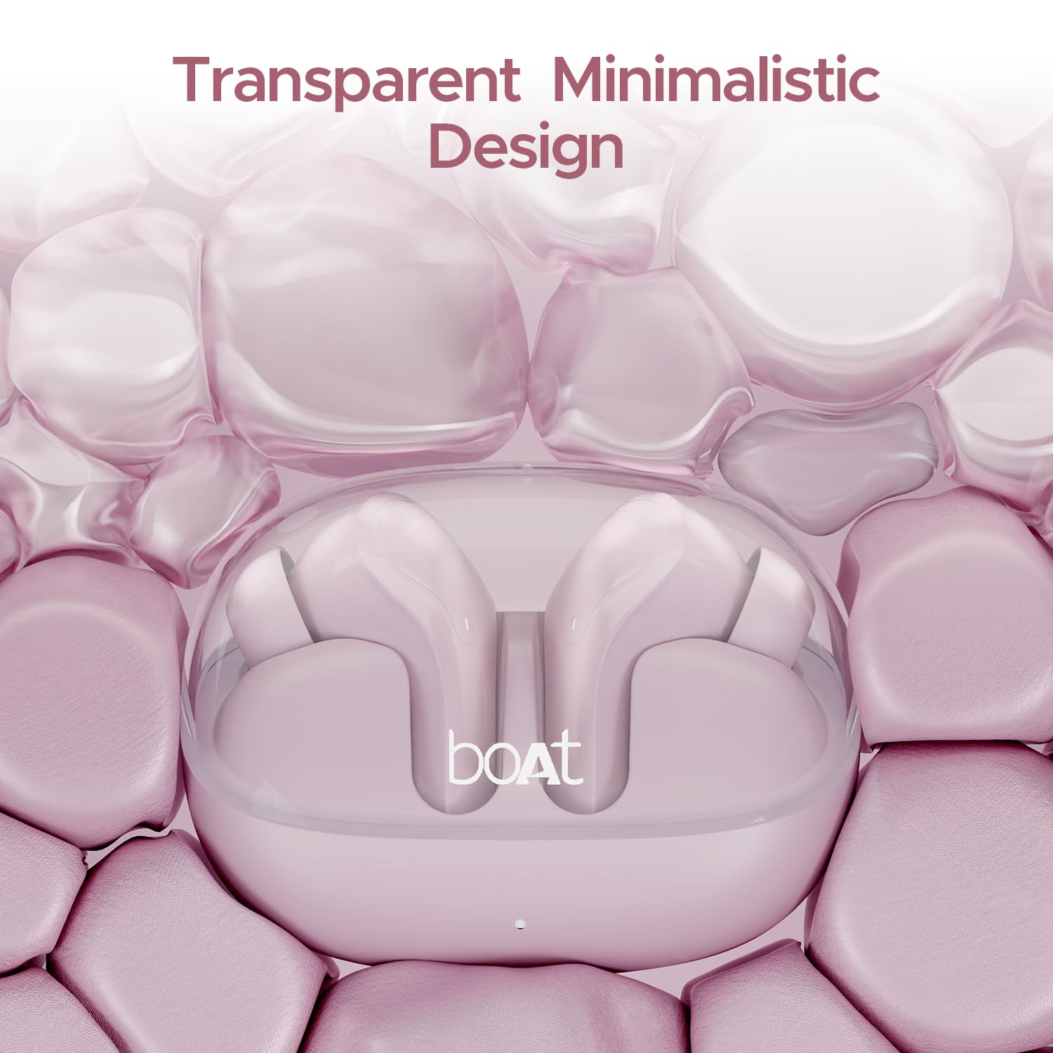 boAt Airdopes 311 Pro, 50H Battery, Fast Charge,ENx Tech, Transparent LID, Low Latency,Stream Ad Free Music via App Support, Bluetooth Earbuds, TWS Ear Buds Wireless Earphones with mic (Lavender Rush)