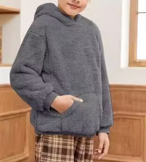 OOKSIN-Fur Velvet Hoodie-Sweatshirt For Winters With Front Kangroo Pocket